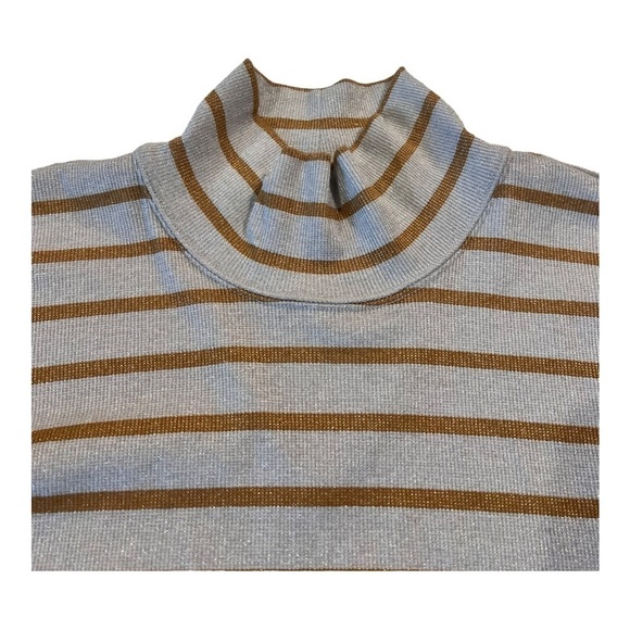 Anthropologie Vanessa Virginia Metallic Stripe Gold Funnel Neck Top XL NWT $78 - Picture 5 of 15